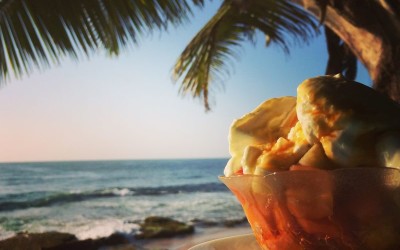 fruit plate with curd and honey tangalle beach