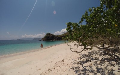 erin at pink beach komodo boat trip