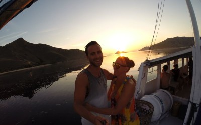 sunset outside komodo island